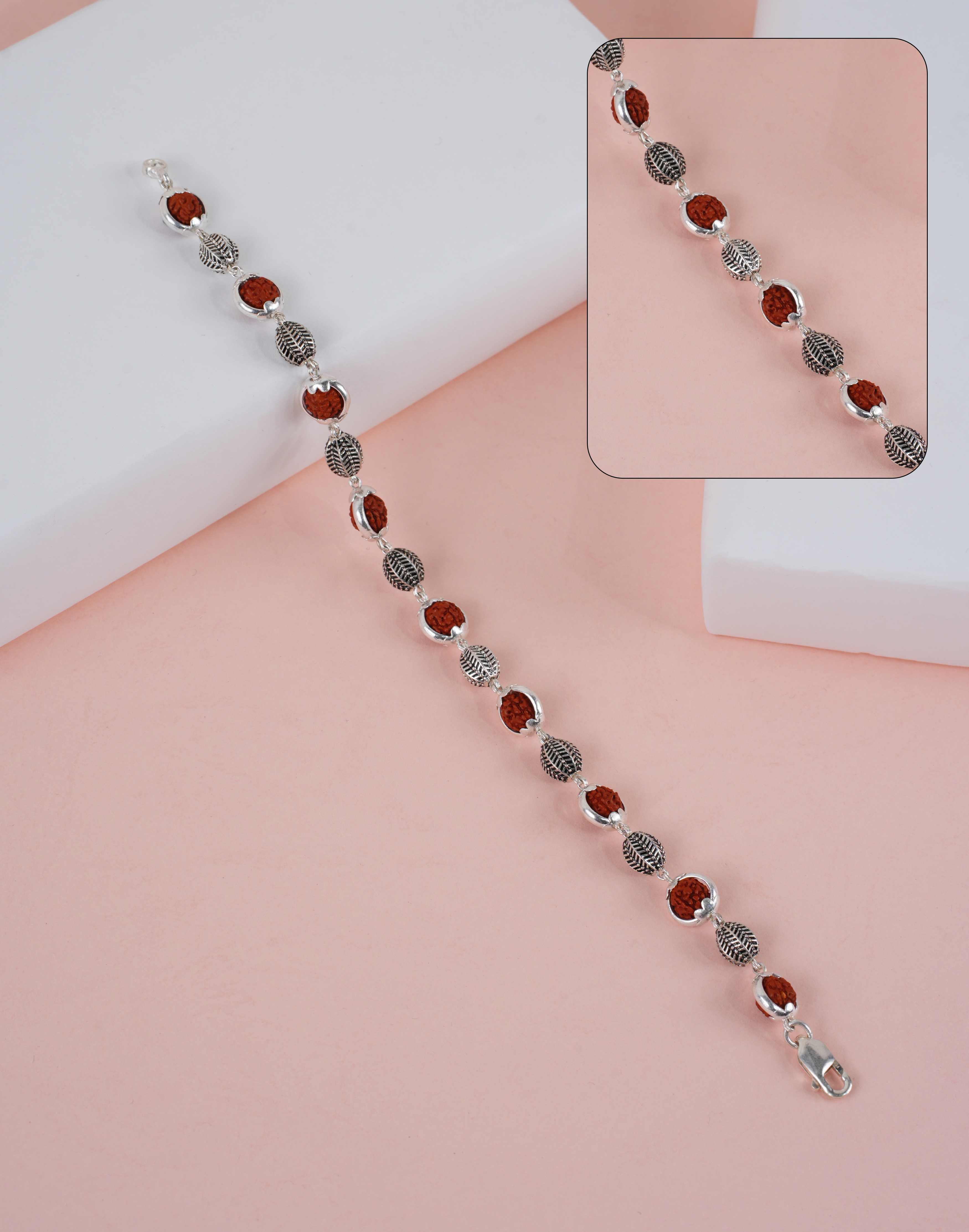 RUDRAKSH SILVER ORNATE BRACELET 925