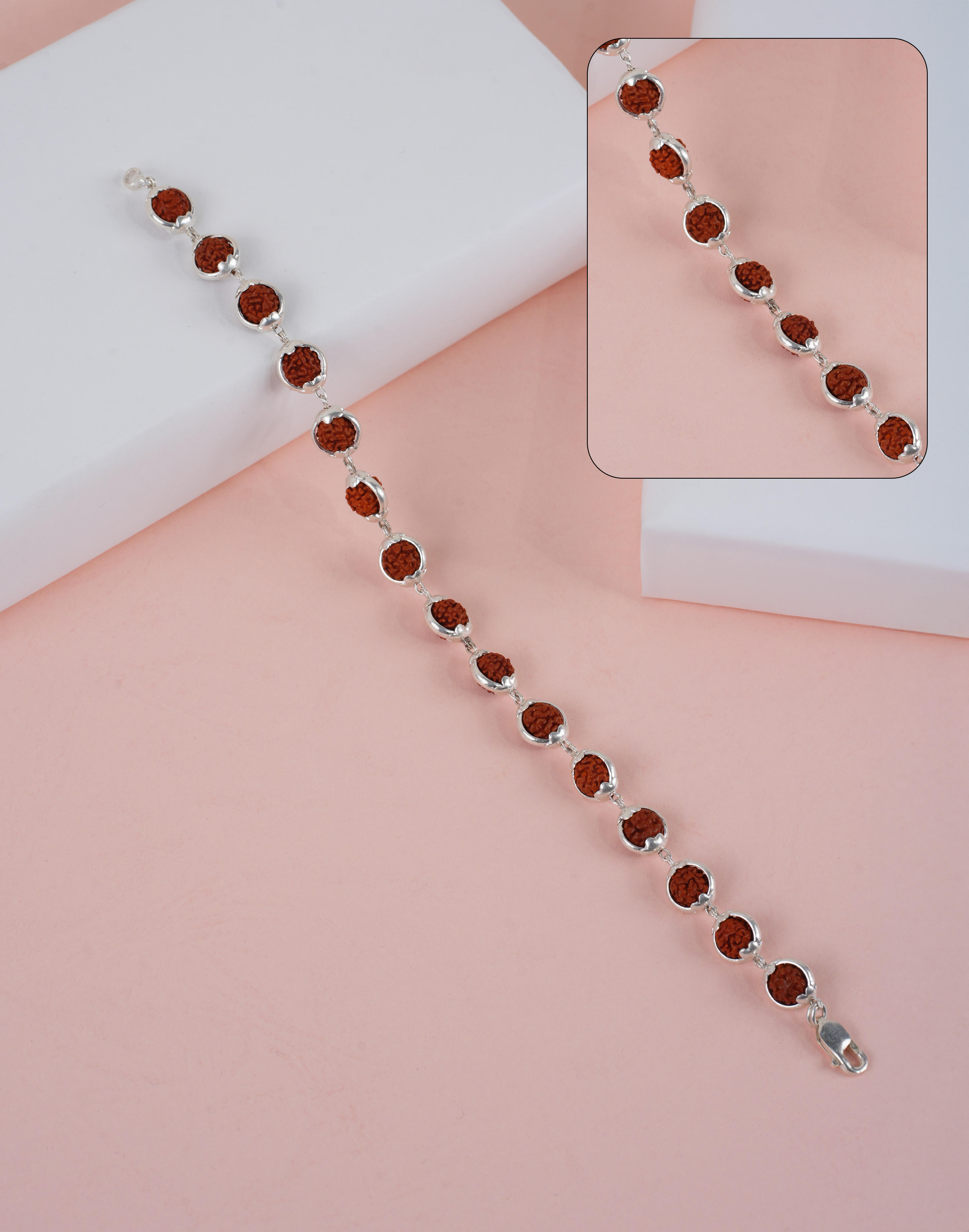 RUDRAKSH SILVER DHARMARATNA BRACELET 925 7-8 MM