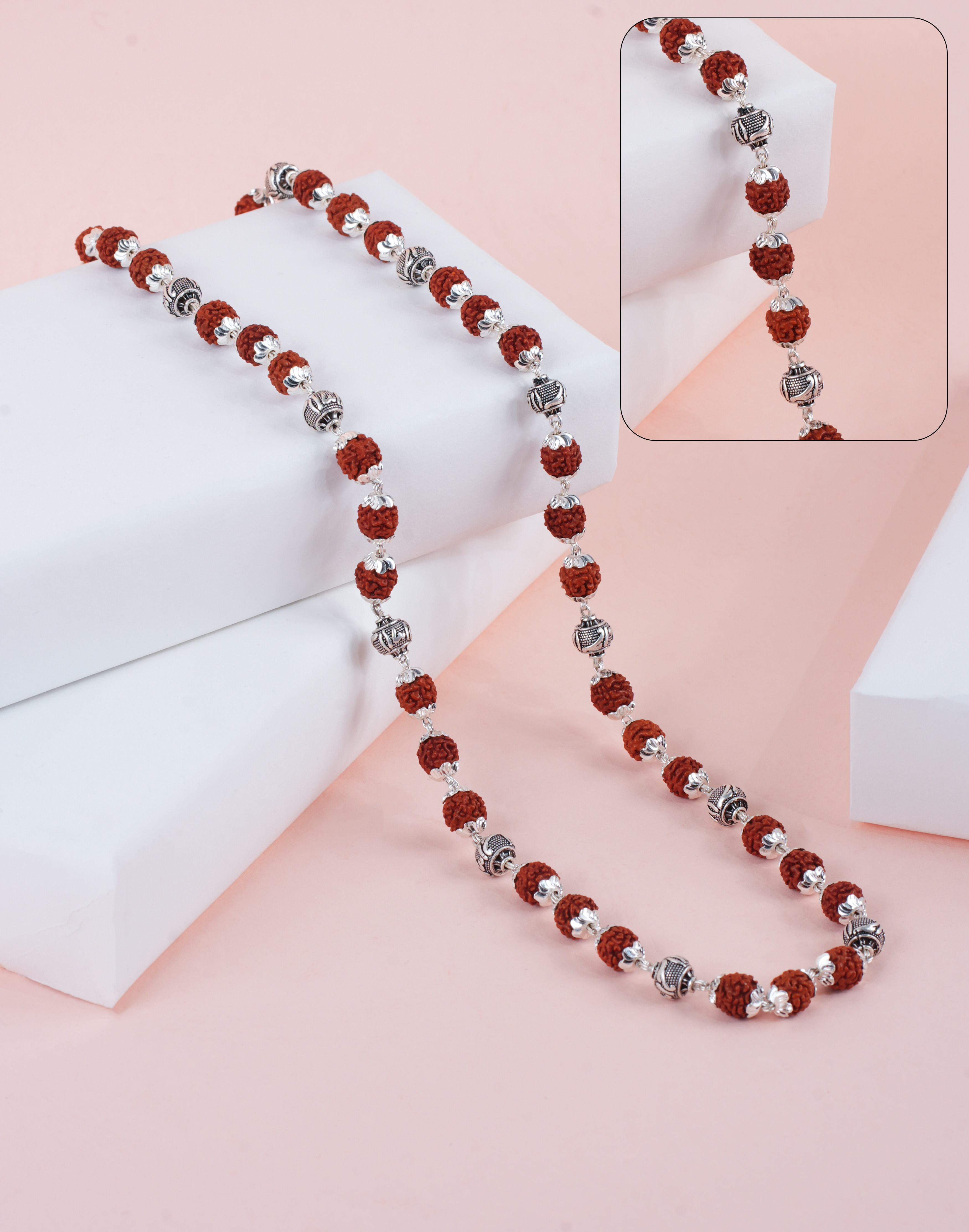 RUDRAKSH SILVER TRIRUDRA RAM MALA 925