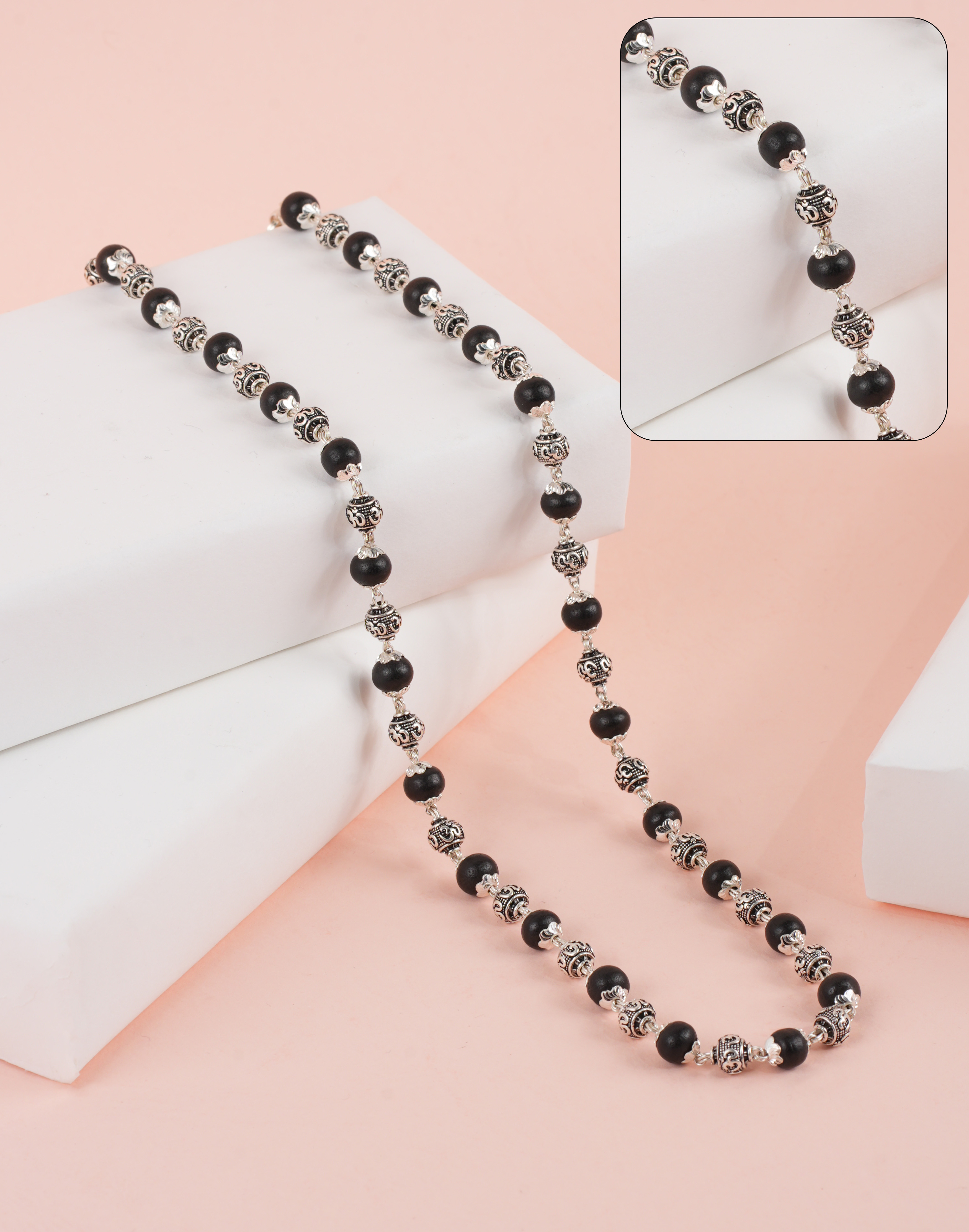 OM KARUNGALI MALA 925 7-8 MM