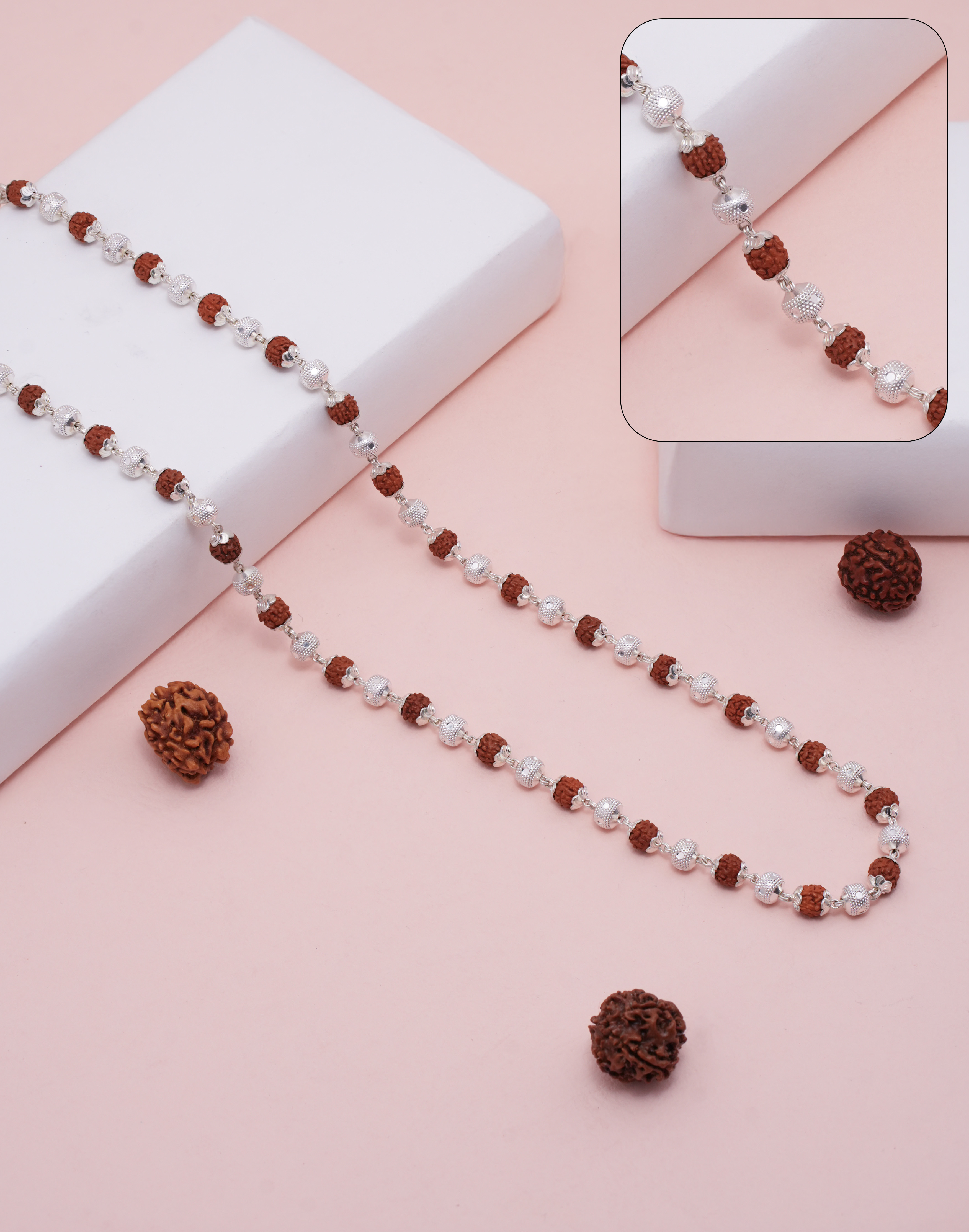 RUDRAKSH SILVER DIVYANKSHA MALA 925 7-8 MM