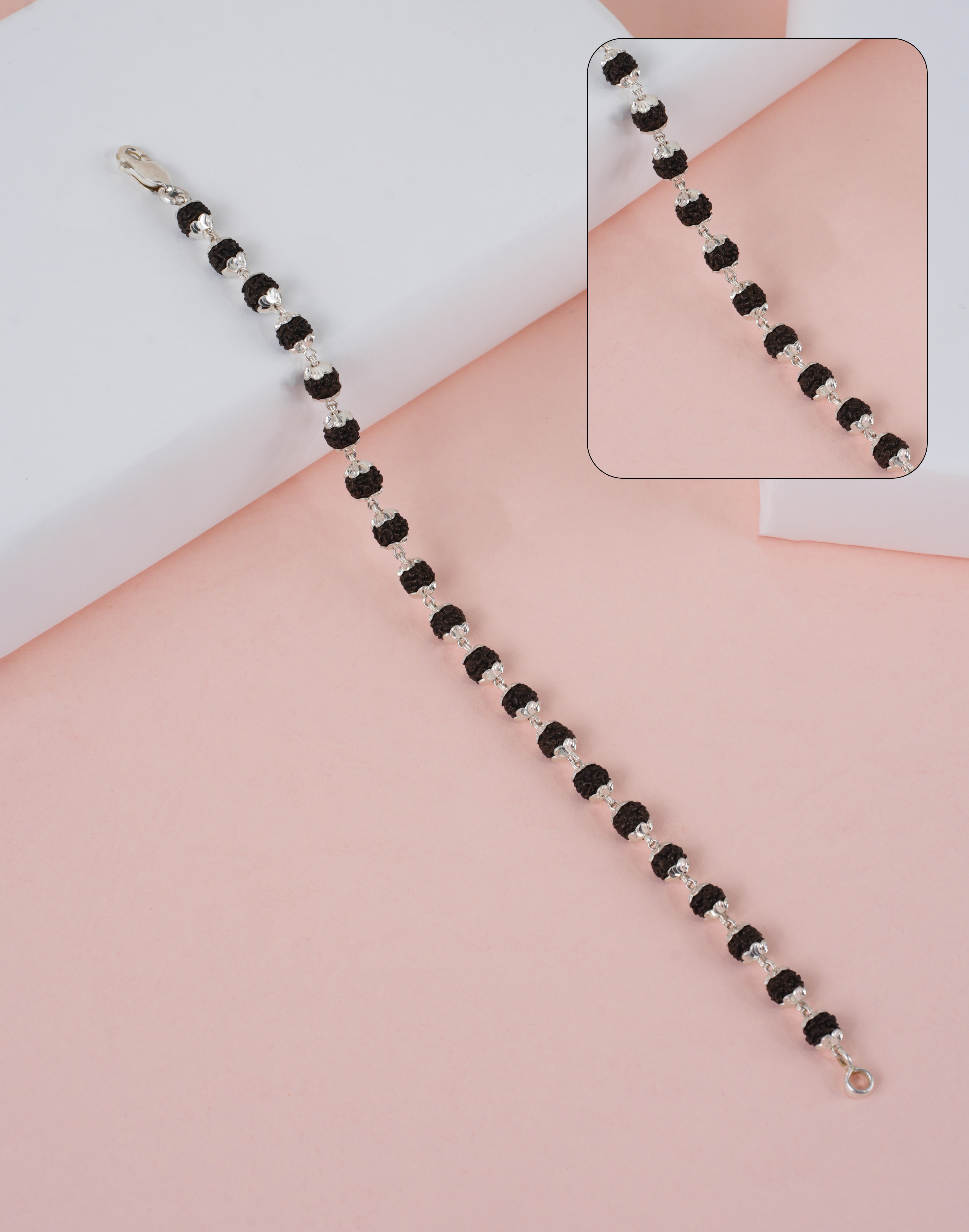 RUDRAKSH SILVER KAILASH BRACELET 925 5-6 MM C CUT