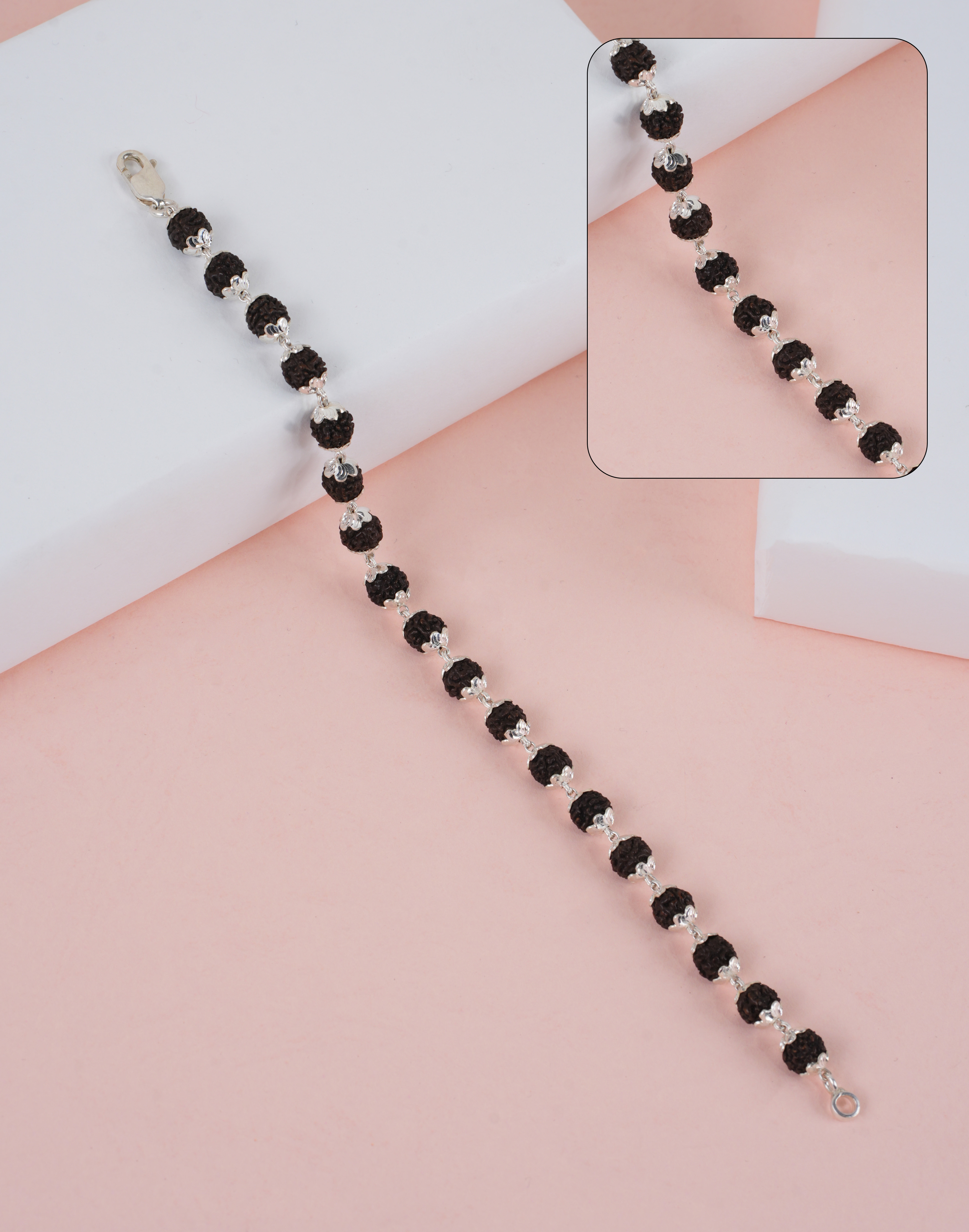 RUDRAKSH SILVER KAILASH BRACELET 7-8 MM C CUT