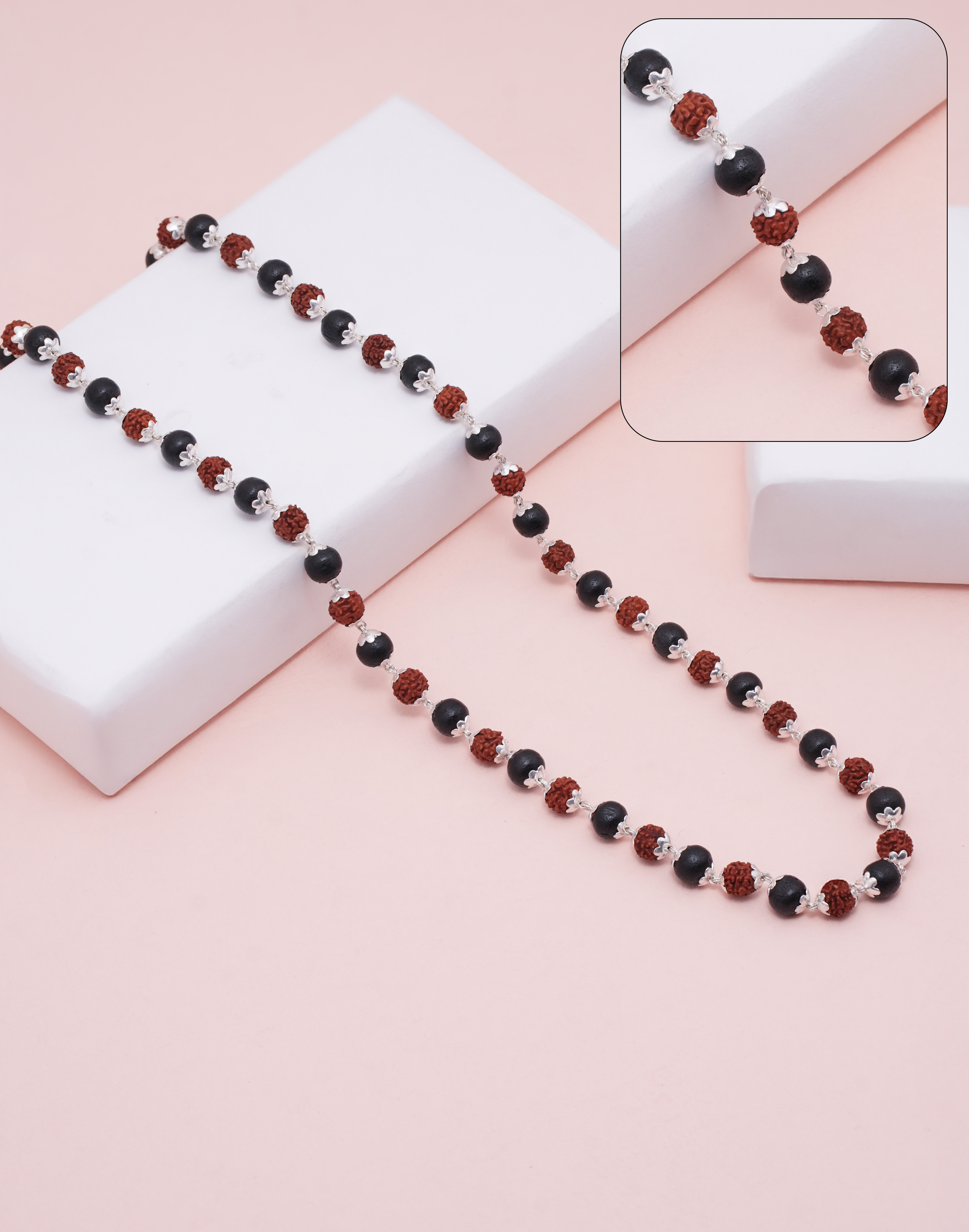 RUDRAKSH SILVER RUDRA KARUNGALI MALA 925