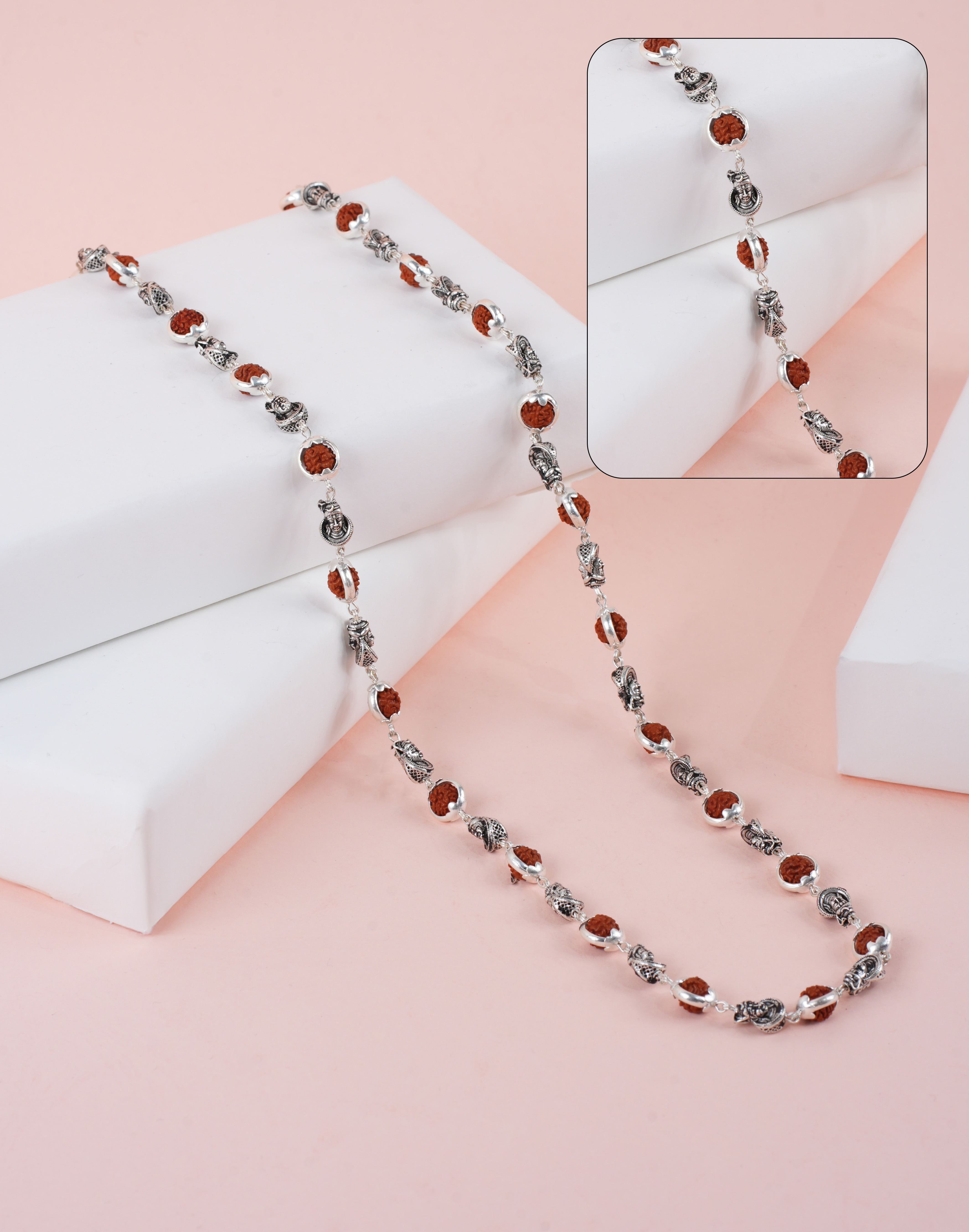 RUDRAKSH SILVER SHIVALAYA MALA 925