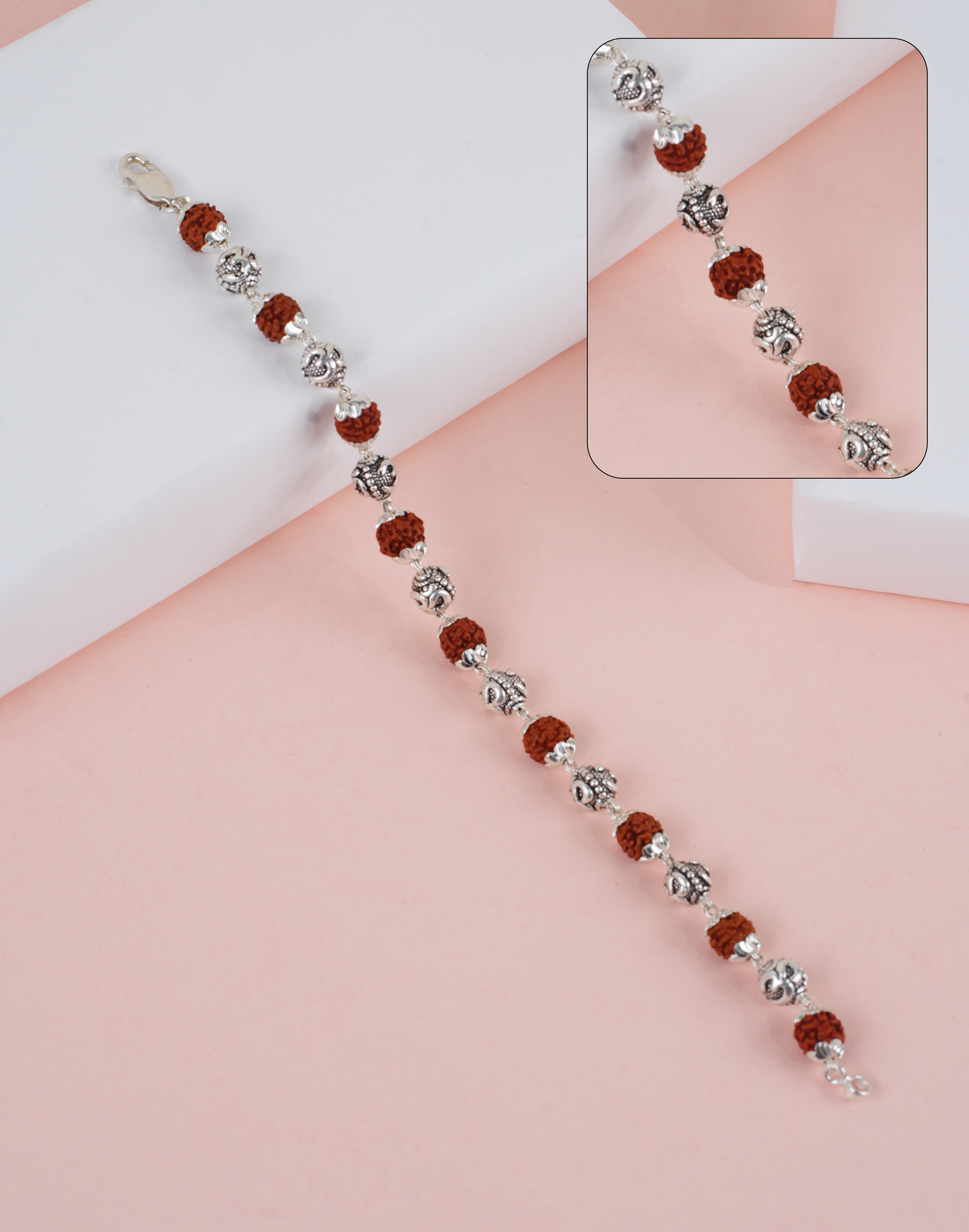 RUDRAKSH SILVER OMKARAAKSHA BRACELET 925