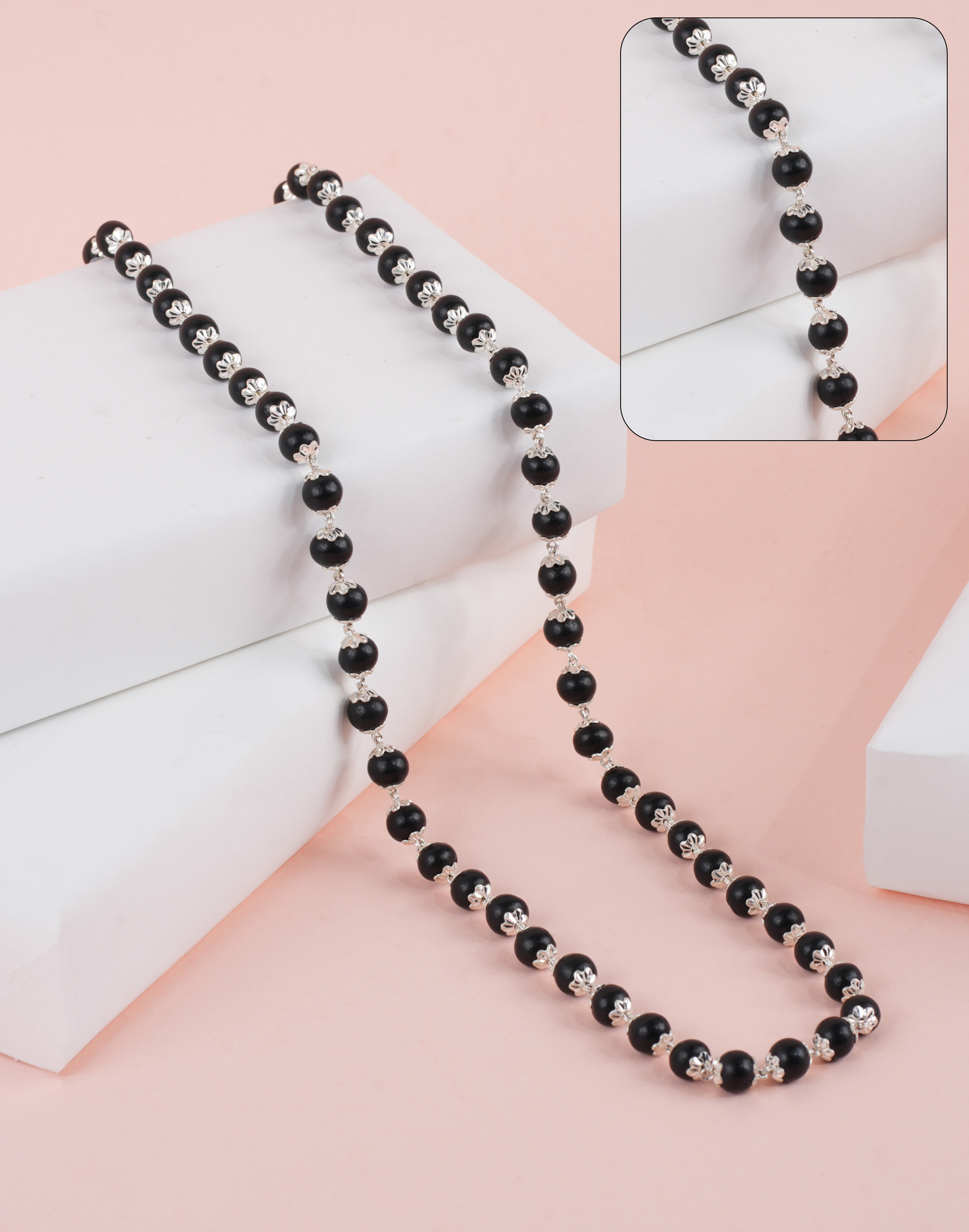 KARUNGALI MALA STRAIGHT CUT TOPRI MALA 925 (7-8MM)