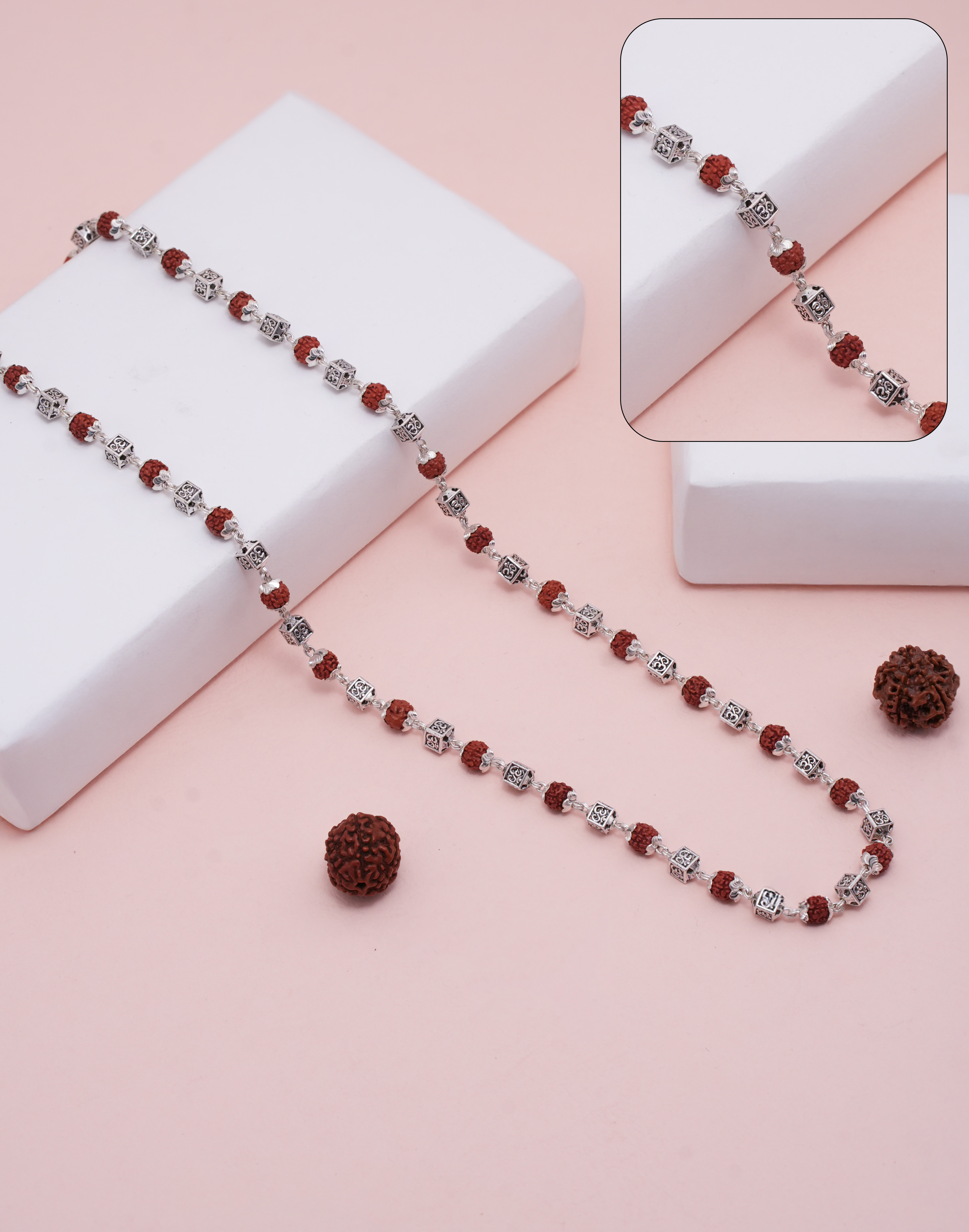 RUDRAKSH SILVER OMRATNA MALA 925