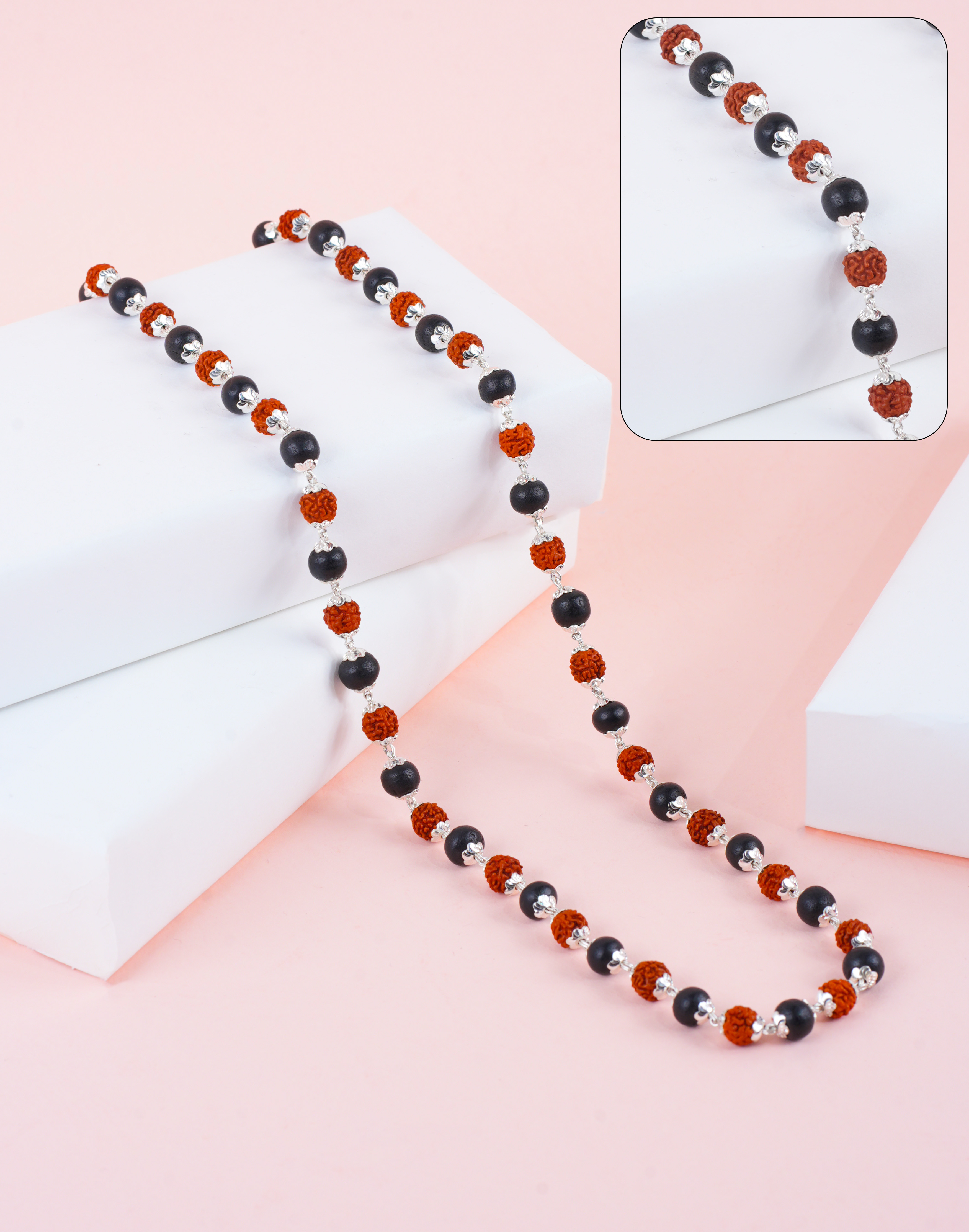 RUDRAKSH SILVER RUDRA KARUNGALI C CUT 7-8 MM