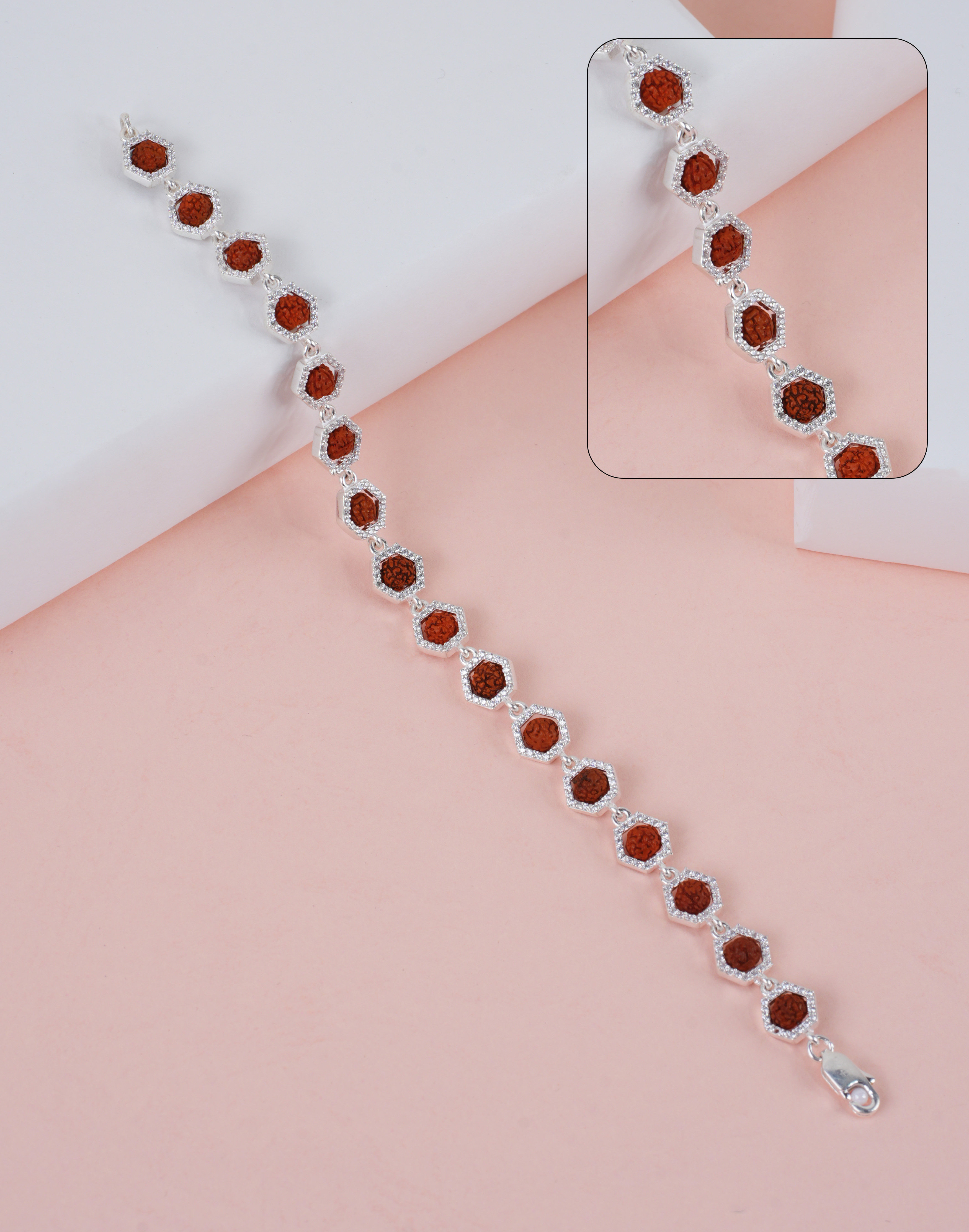 RUDRAKSH PRANAVDHARA CZ BRACELET (HEXAGON) 925